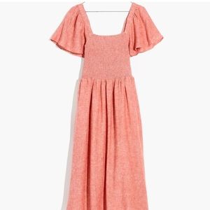 Madewell Lucie linen blend smocked midi dress large